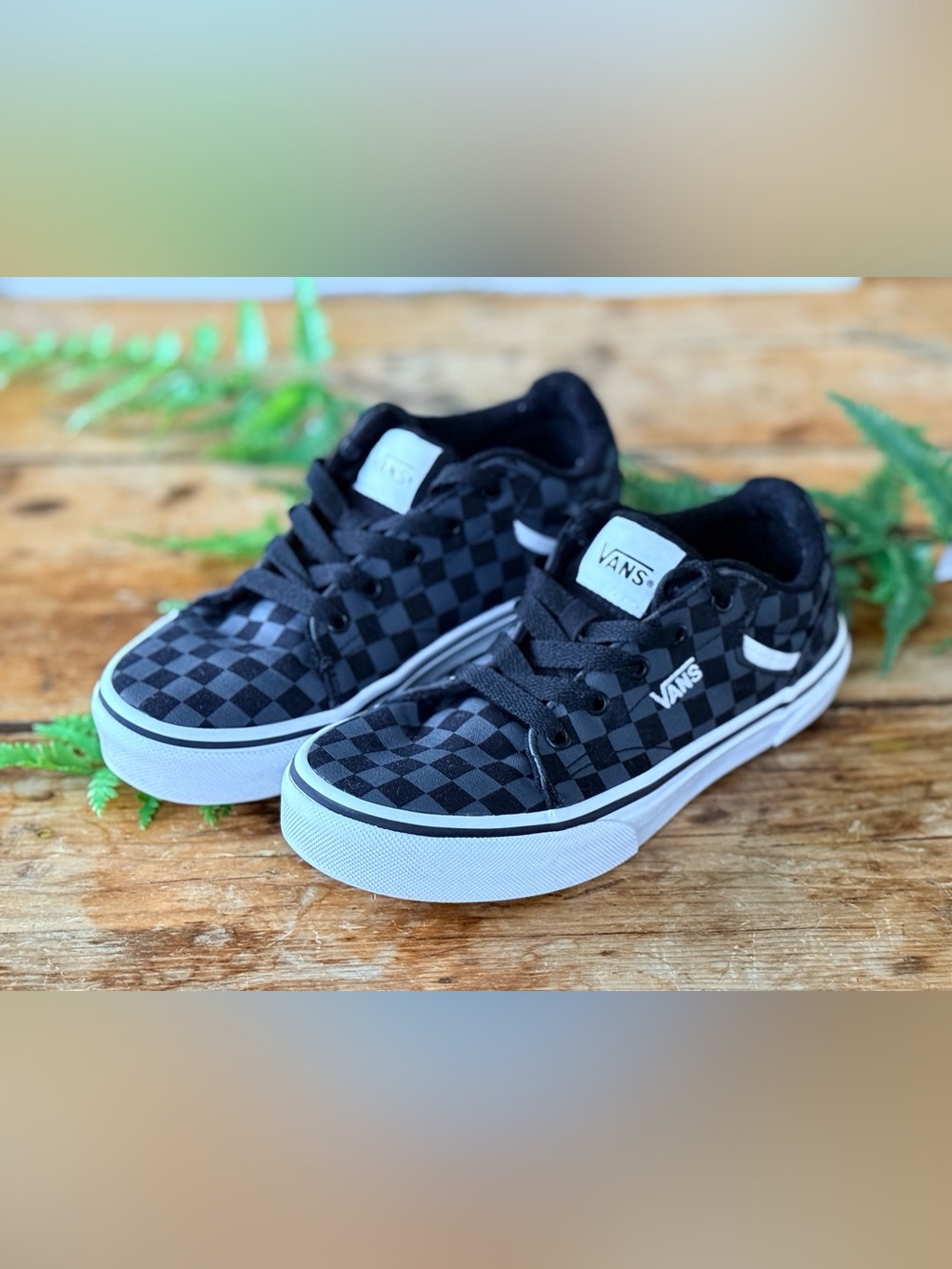 Vans Black & Gray Checkerboard Low Top Sneakers